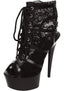 Lapdance Black Lace Open Toe Platform Ankle Bootie With 6 inch Heel Xgen Products