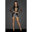 Noir Handmade Power Wetlook Women Short Dress With Lace Sleeves Black Noir Handmade
