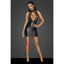 Noir Handmade Power Wetlook Short Dress With Skirt and Tulle Top Black Noir Handmade