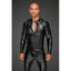 Noir Handmade Power Wetlook Mens Jacket With Pleated PVC Epaulets Noir Handmade
