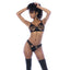 Mapale 2 Piece Wet Look With Sheer Mesh Bra and Panty Set Black