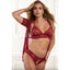GWorld Lingerie Robe Set With Bra & Open Crotch Panty 3 Piece One Size GWorld Lingerie