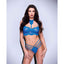Baci Strappy 2 Piece Lace Bra & Panty Set Blue