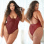 Allure Lingerie Allure Leopard Lace Up Teddy Burgundy 2X / 3X ALLURE LINGERIE