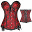 House Of Dasein Black Floral Corset Over Bust Lingerie Kink Bdsm Fetish Clothing - Red - 4Xl