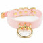 House Of Dasein Bdsm Pink Faux Leather Silver Gold Ring Kitten Submissive Collar - Pink With Gold