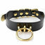 House Of Dasein Bdsm Black Faux Leather Silver Gold Ring Submissive Collar - Black With Gold