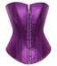 House Of Dasein Satin Over Bust Corset Lace Up Back Pink Purple Blue Gold Red Erotic Lingerie - Purple - M