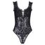 House Of Dasein Gothic Bodysuit With Ruffled Lace And Corseting - Black - L