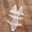 House Of Dasein Sexy Lace And Frills Sheer White Bodysuit For Women - White - M