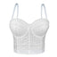 House Of Dasein Short Design Multi Color Pressed Stripe Outerwear Shaping Boned Bra With Padded Strappy Camisole - White - 40C/90