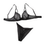 House Of Dasein Low Cut Gathered Bra Set Sexy Mesh Hollow Out Lingerie Two Piece For Women - Black - S