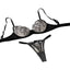House Of Dasein Flower Leaf Embroidery Women's Three Point Transparent Erotic Lingerie Set - Black Skin Color - M