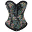 House Of Dasein Rose Print Denim Jeans Corset Black Burlesque Renaissance Vintage - Xs