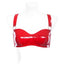 House Of Dasein Sexy Lingerie Women's Red Latex Bra Underwear With Metallic Rings - D