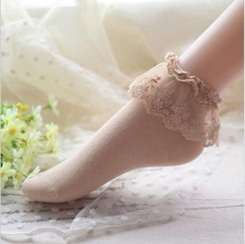 House Of Dasein Ruffled Princess Socks Nude Secondary image