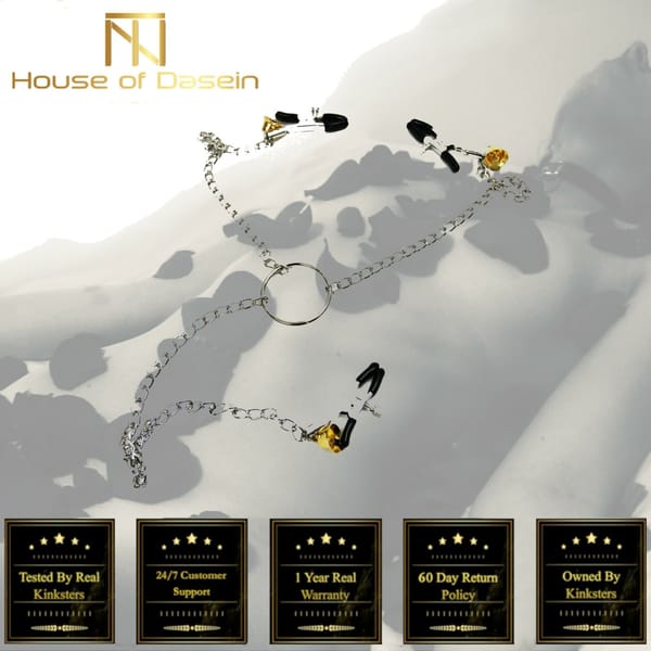 House of Dasein Nipple Clamps With Long Chain Black Secondary image