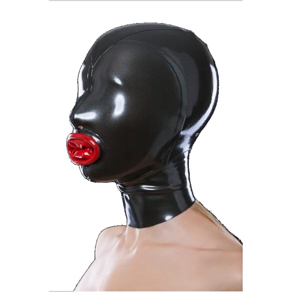 House Of Dasein Latex Mouth Hood Mask Black Secondary image