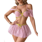 House Of Dasein Sheer Mesh Lingerie Set Pink XL House of Dasein