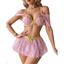 House Of Dasein Sheer Mesh Lingerie Set Pink XL House of Dasein