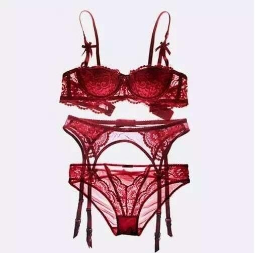 House Of Dasein Seductress Lace Bra Set Red 38D Secondary image