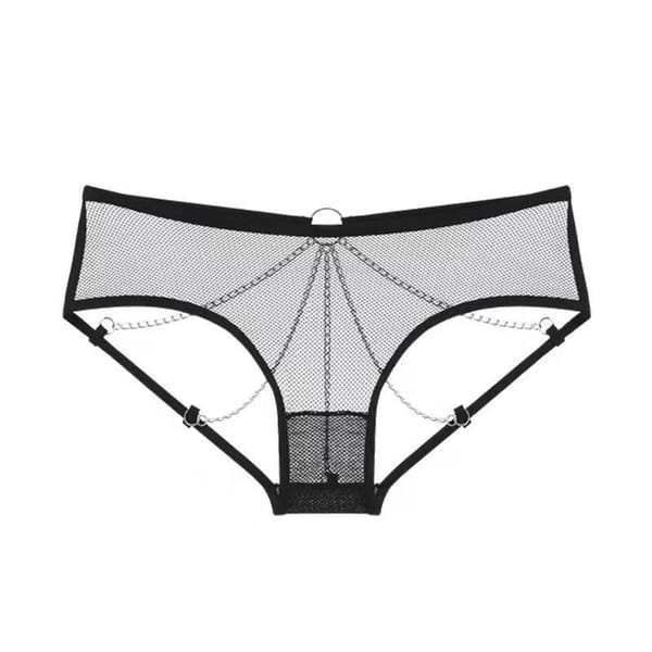 Open Crotch Chain Panties Black LOVVA
