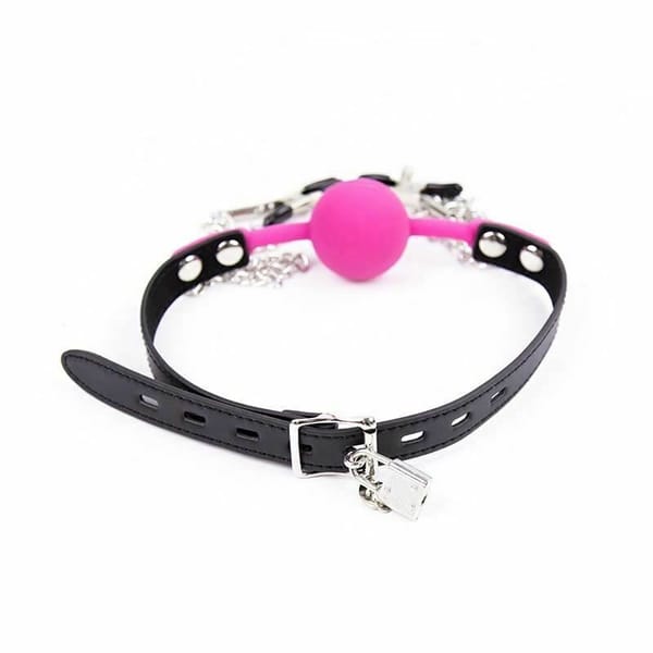 House Of Dasein Pink Ball Gag With Nipple Clamps Secondary image