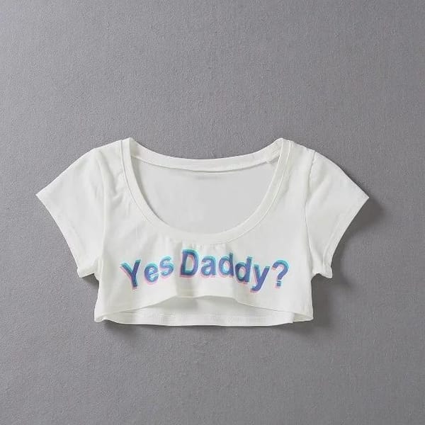 House Of Dasein Yes Daddy Micro Crop Top White Secondary image