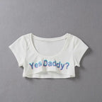 House Of Dasein Yes Daddy Micro Crop Top White House of Dasein