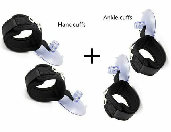 House Of Dasein Black Suction Cup Handcuffs Ankle Cuffs Shower Restraints BDSM Bondage Black Whole Set Secondary image