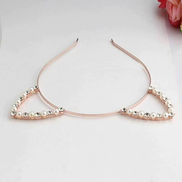 House Of Dasein Rhinestone Cat Ear Headband Rose Gold Secondary image