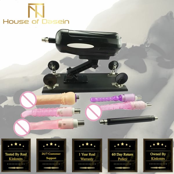 House of Dasein Automatic Thrusting Sex Machine With 5 Dildos Black House of Dasein