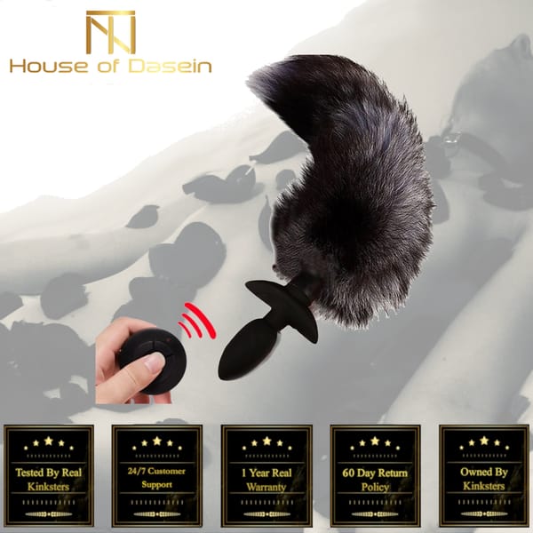 House Of Dasein Vibrating Fox Tail Butt Plug Grey Secondary image