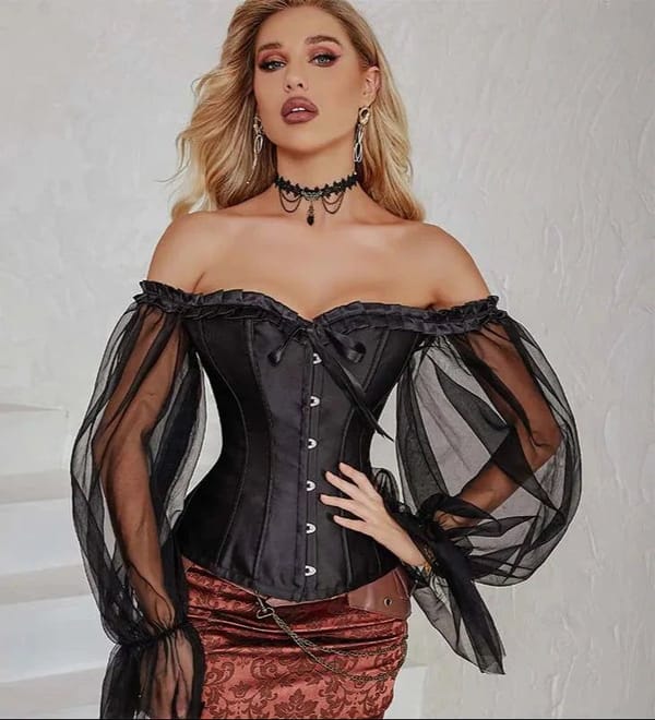 House Of Dasein Ruffled Gothic Overbust Corset XS House of Dasein
