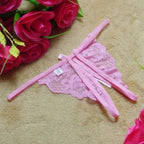 Yunfangyan Lace Bow Crotch T Panties Pink Free Size LOVVA