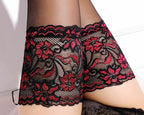 House of Dasein Lace Top Thigh High Stockings Red House of Dasein