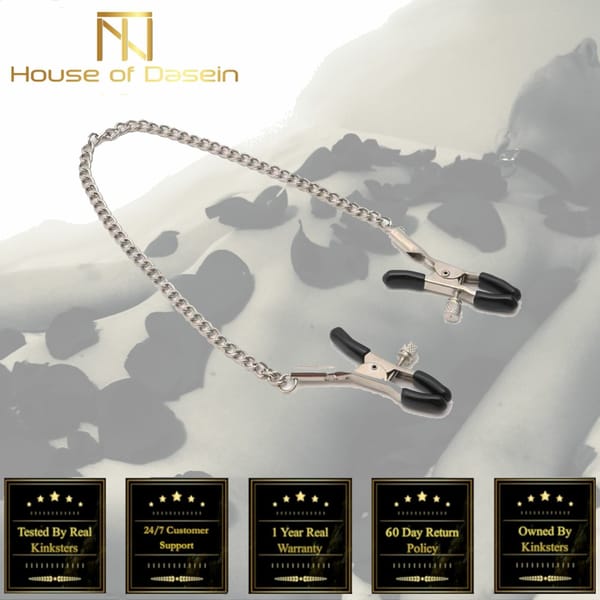 House of Dasein Metal Nipple Clamps With Chain Black House of Dasein