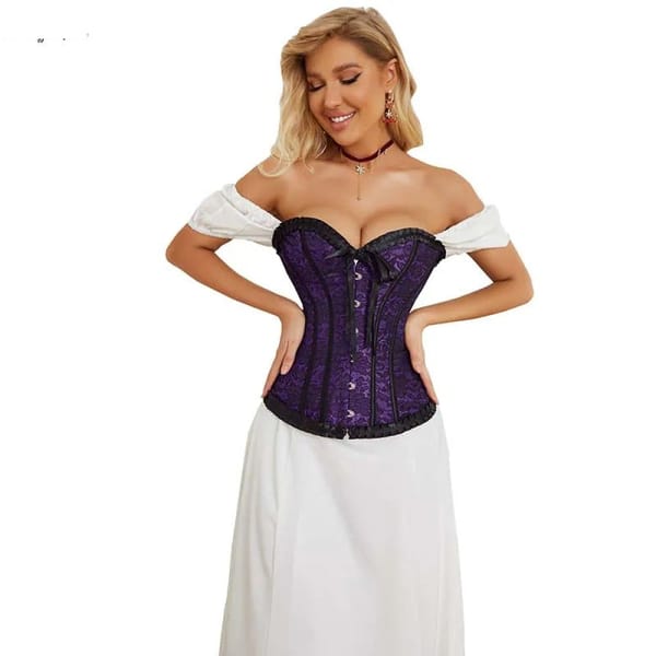 House Of Dasein Floral Lace Overbust Corset Purple S Secondary image