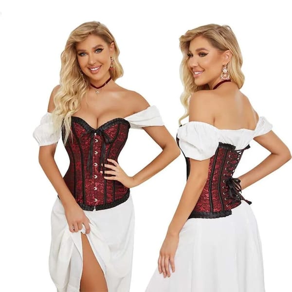 House Of Dasein Victorian Corset Top Red M Secondary image