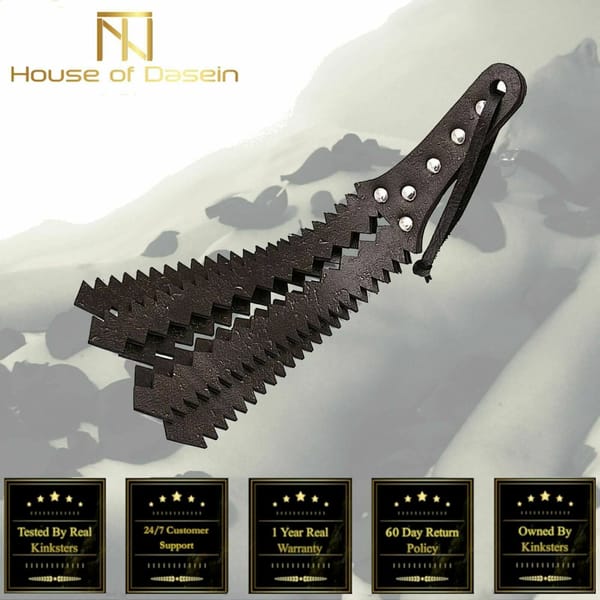 House of Dasein Genuine Leather Sawtooth Paddle Brown Secondary image