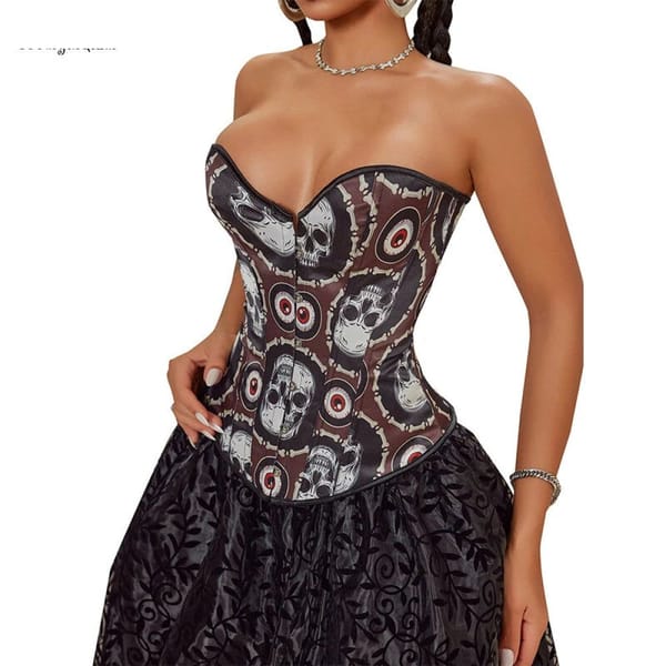 House Of Dasein Skull Print Corset House of Dasein