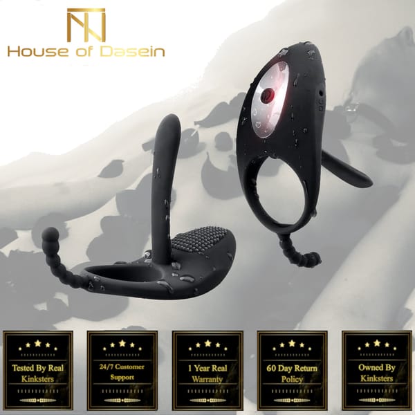 House Of Dasein Black Vibrating Cock Ring Anal Beads Butt Plug Clitoral Stimulator Couples Vibrator Black Secondary image