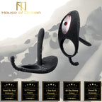 House Of Dasein Black Vibrating Cock Ring Anal Beads Butt Plug Clitoral Stimulator Couples Vibrator Black House of Dasein