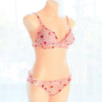 House Of Dasein Strawberry Plaid Lingerie Set House of Dasein