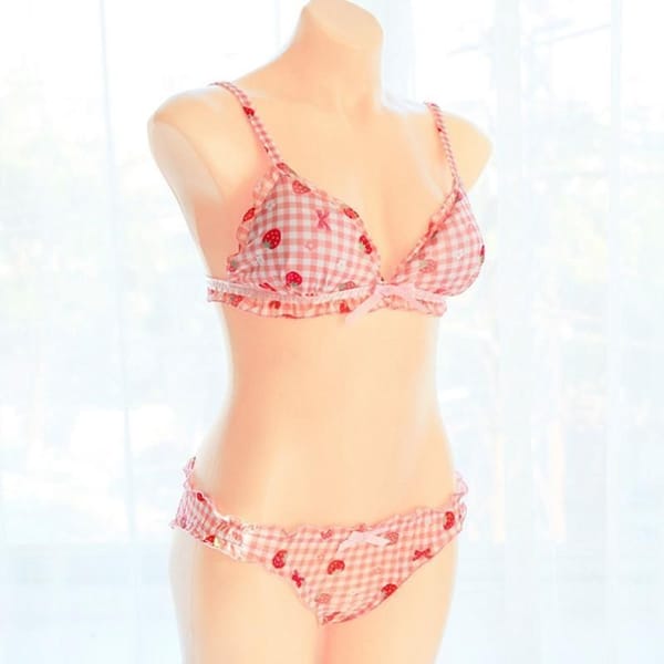 House Of Dasein Strawberry Plaid Lingerie Set House of Dasein