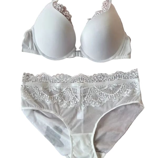 Front Closure Lace Bra Set White S Secondary image