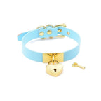 House of Dasein Heart Lock Leather Choker Blue Gold House of Dasein