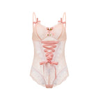 House Of Dasein Lace Corset Bodysuit Black House of Dasein