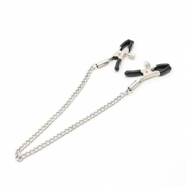 House of Dasein Metal Nipple Clamps With Chain Black House of Dasein