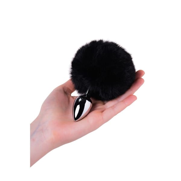 Lovetoy Silver Metal Anal Plug With Black Tail Small Secondary image